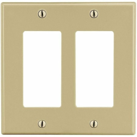 Rocker Wall Plate, Number of Gangs: 2 Plastic, Satin Finish, Ivory