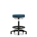 Rutledge Fab Stool without Back - High Bench Height with Black Foot Ring and Stat Glides in Blue Fab