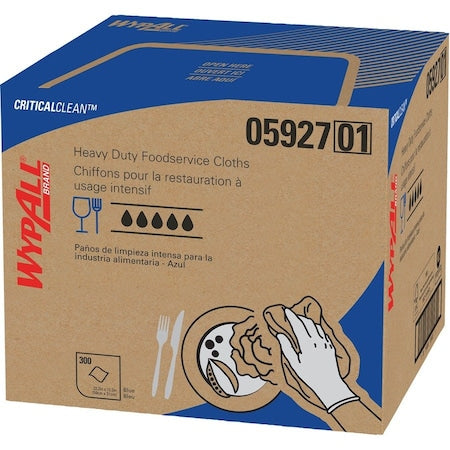 WypAll Critical Clean High Capacity Foodservice Cloths (05927), Quarterfold, Blue, 300 Sheets