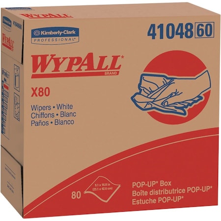 WypAll Power Clean X80 Heavy Duty Cloths (41048), Pop-Up Box, White, 80 Sheets / Box, es / Case, PK5