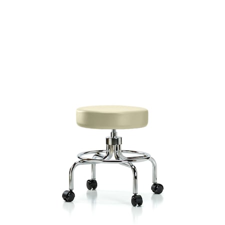 Screw-Lift Stool, Vinyl, CR, Casters, Wht