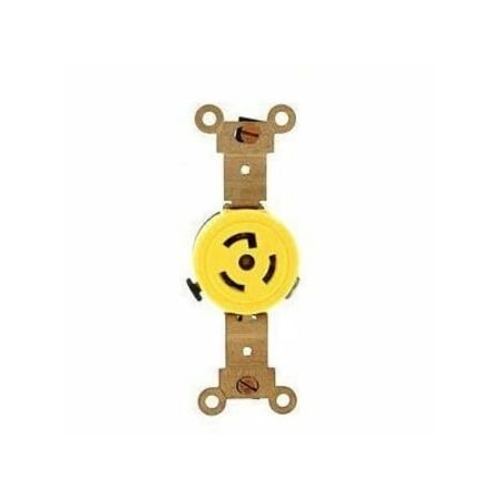 Locking Receptacle, L7-15R, 15 A, 277V AC, 2 Pole, Screw Terminals, Yellow