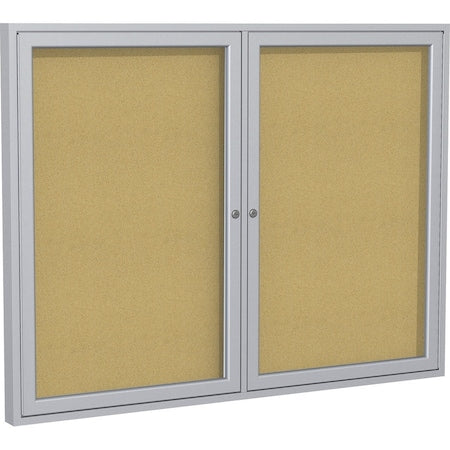 Enclosed Cork Bulletin Board 60x36", 2 Door