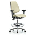 High Bench Chair Adjustable Arms, 26"" to 35-1/2"" Height, Vinyl, Adobe White
