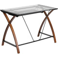 Computer Desk Glass Top Cherry Desk, 23-1/2" D X 29" H, 39-1/4" W X Laminate, Table Top: Glass