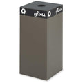 Public Square Square Trash Can, Brown, Heavy Gauge Steel, 15-1/4" Dia