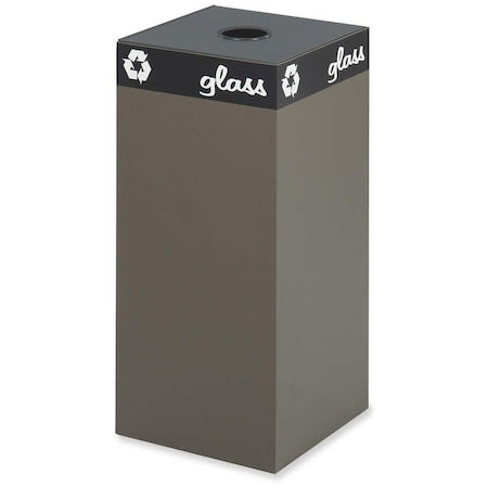 Public Square Square Trash Can, Brown, Heavy Gauge Steel, 15-1/4" Dia
