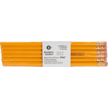 Pencil, Yellow Barrel, Round, PK12