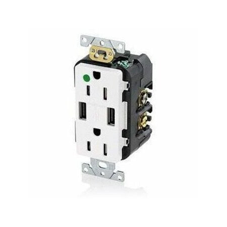 Straight Blade Receptacle, 5-15R, 15 A, 125V AC, 2 Pole, 3 Wire, Self-Grounded