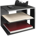Corner Tray, Black, Wood, 13 1/5 in W, 9 7/10 in L, 9 4/5 in H, 3 Number of Compartments