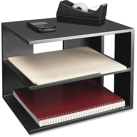 Corner Tray, Black, Wood, 13 1/5 in W, 9 7/10 in L, 9 4/5 in H, 3 Number of Compartments