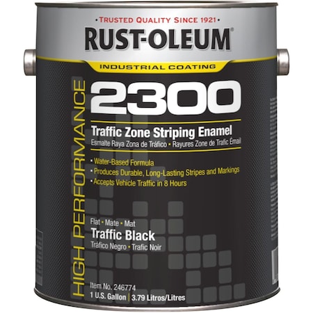 1 gal Traffic Zone Striping Paint, Flat Finish, Traffic Black, Water Base