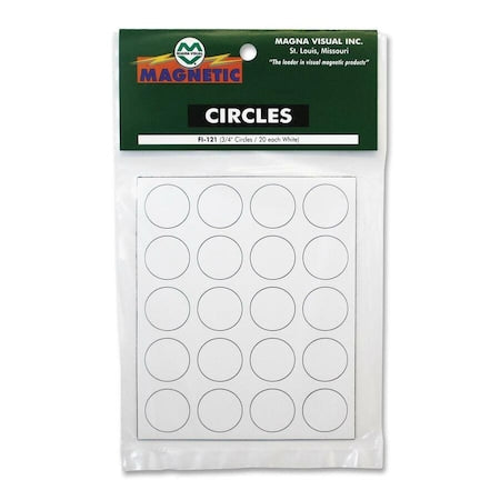 Magnetic Round Indicators, White, PK20