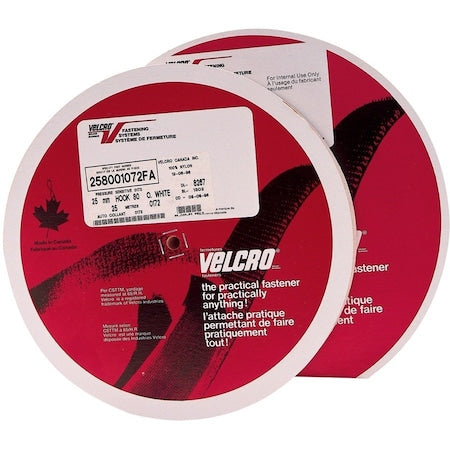 Reclosable Fastener, Acrylic Adhesive, 75 ft, 1 in W, White