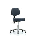 Desk Stool,Vin,Bk,Chrome,Tilt Glides,Nav