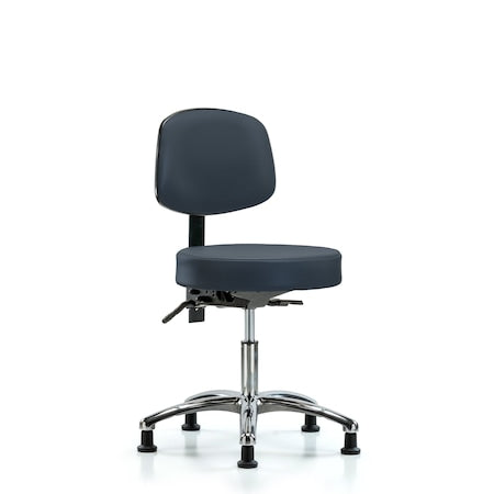 Desk Stool,Vin,Bk,Chrome,Tilt Glides,Nav