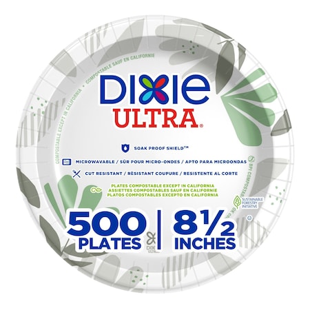 Disposable Paper Plate, 8 1/2 in, Pathways, Multi Color, PK500