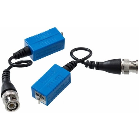 Video Balun w/BNC Pigtail, Blue, PK2
