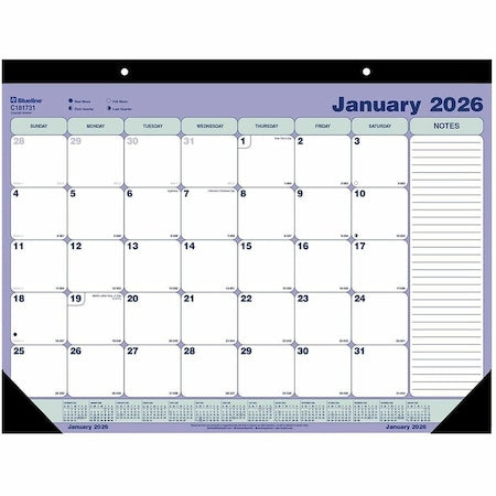 Monthly Desk Pad Calendar, 21.25 x 16, White/Blue/Green Sheets, 12-Month (Jan to Dec): 2025