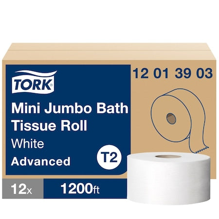 Jumbo Core, 1 Ply, Continuous Sheets, White, 12 PK
