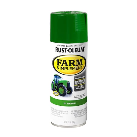Rust Preventative Spray Paint, Jd Green, Gloss, Solvent, 12 Oz