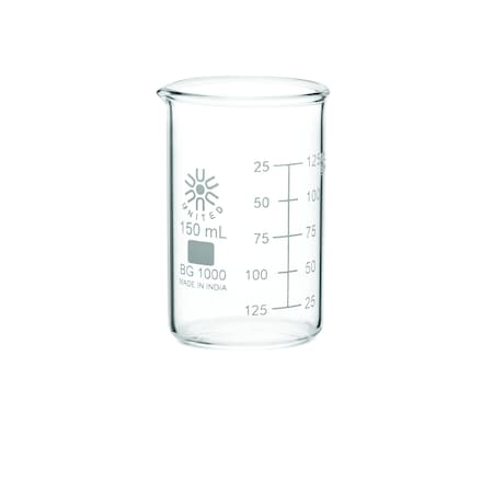 Beaker, Borosilicate Glass, Low Form, 150 mL / 5 fl oz Capacity, A Type I, 12 PK