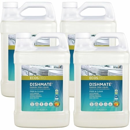 Dish Soap, Hand Wash, 1 gal, Jug, Liquid, Unscented, Biodegradable, 4 PK