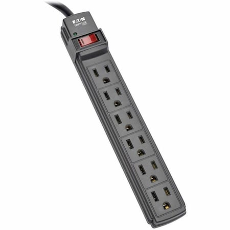 Power Strip, 5-15R, 5-15P, 6 ft., Black