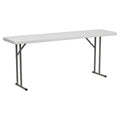 Rectangle Fold Training Table, Wht, 18X72, 18" W, 72" L, 29" H, Plastic Top, White