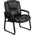 Contemporary Reception Chair, Black Seat, Black Back, 29 in W 31" L 41-3/4" H, Padded, Leather Seat