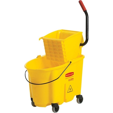 8 3/4 gal WaveBrake Side Press Mop Bucket and Wringer, Yellow, Polypropylene