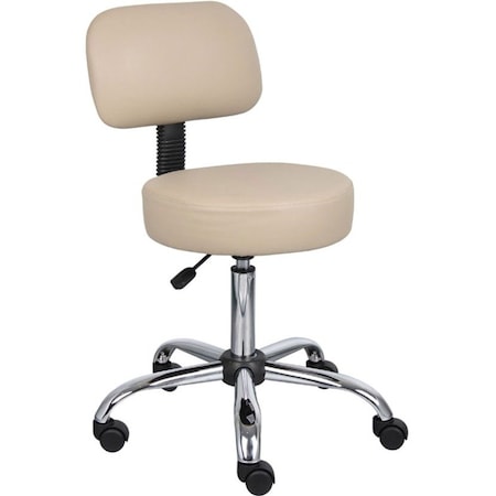Beige Caressoft Medical Stool W/ Back Cushion