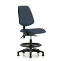 Medium Bench Chair No Arms, 22"" to 29"" Height, Vinyl, Imperial Blue