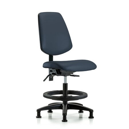 Medium Bench Chair No Arms, 22"" to 29"" Height, Vinyl, Imperial Blue