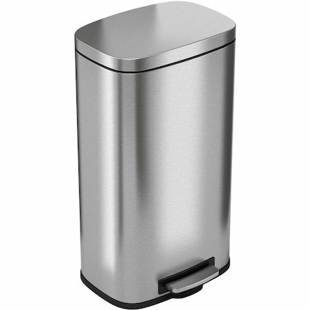 8 Gallon Step Trash Can, Stainless Steel, Plastic Liner