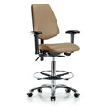 High Bench Chair Adjustable Arms, 26" to 35-1/2" Height, Vinyl, Taupe