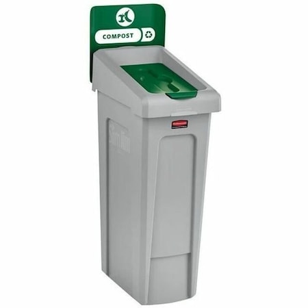 23 gal Rectangular Recycling Bin, Flat with Top Opening, Green, 1 Openings