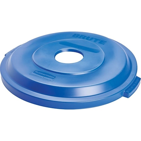 BRUTE(R) 32 gal Bottle and Can Recycling Top, Flat Blue, HDPE, 1 Openings 21 in W/Dia