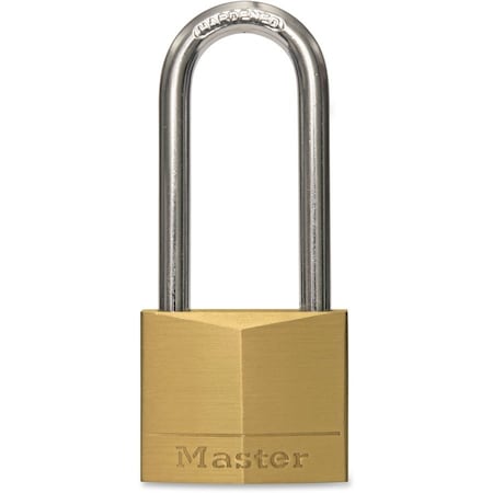 Padlock, Keyed Different, Long Shackle, Rectangular Brass Body, Steel Shackle, 13/16 in W