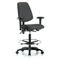 High Bench Chair Adjustable Arms, 26"" to 35"" Height, Vinyl, Charcoal