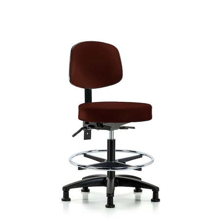 Vin Stool with Back-Medium Bench Ht with Chr Foot Ring and Stat Glides in Burgundy Trailblazer Vin