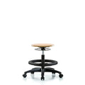 Wood Stool - Medium Bench Height with Black Foot Ring and Casters