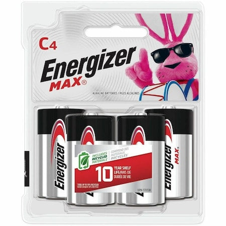 Energizer Max C Alkaline Battery, 1.5V DC, PK4
