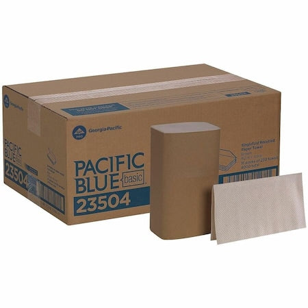 Pacific Blue Basic Single Fold Paper Towels, 1 Ply, 250 Sheets, Brown, 16 PK