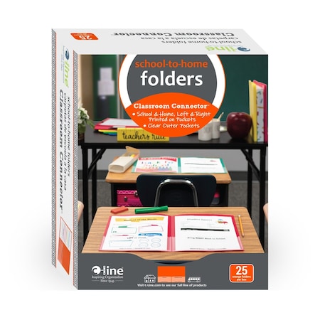 8-1/2" x 11" Orange Classroom Connector School-to-Home Folders, 25/BX