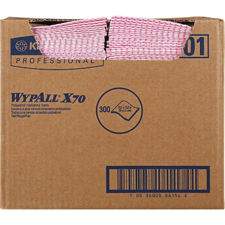 WypAll Critical Clean High Capacity Foodservice Cloths (06354), Quarterfold, Red, 1 Box, 300 Sheets