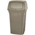 Ranger(R) 35 gal Square Outdoor Can, Beige, None, Plastic, 21 1/2 in