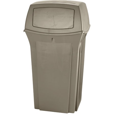Ranger(R) 35 gal Square Outdoor Can, Beige, None, Plastic, 21 1/2 in