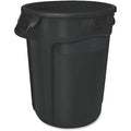 BRUTE 10 gal Round Heavy Duty Plastic Can, Black, None, Plastic, Not Applicable