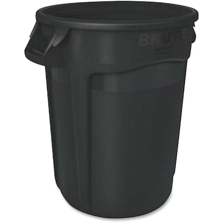 BRUTE 10 gal Round Heavy Duty Plastic Can, Black, None, Plastic, Not Applicable